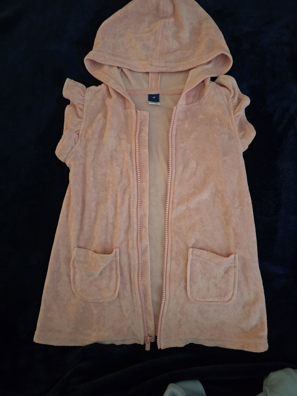 Old Navy Pink Hooded Terry Zip Vest